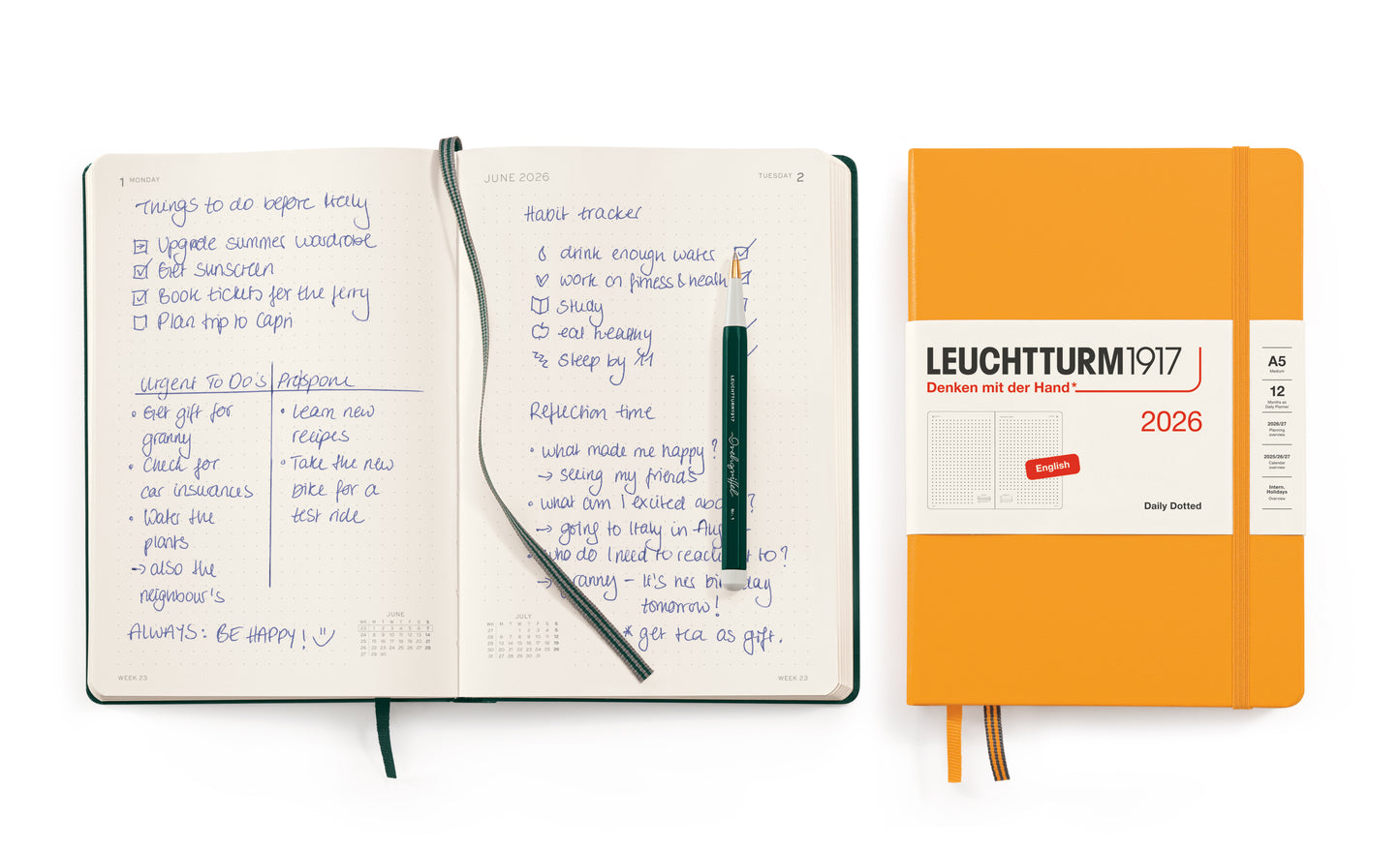 Daily Planner Dotted 2026 Hardcover