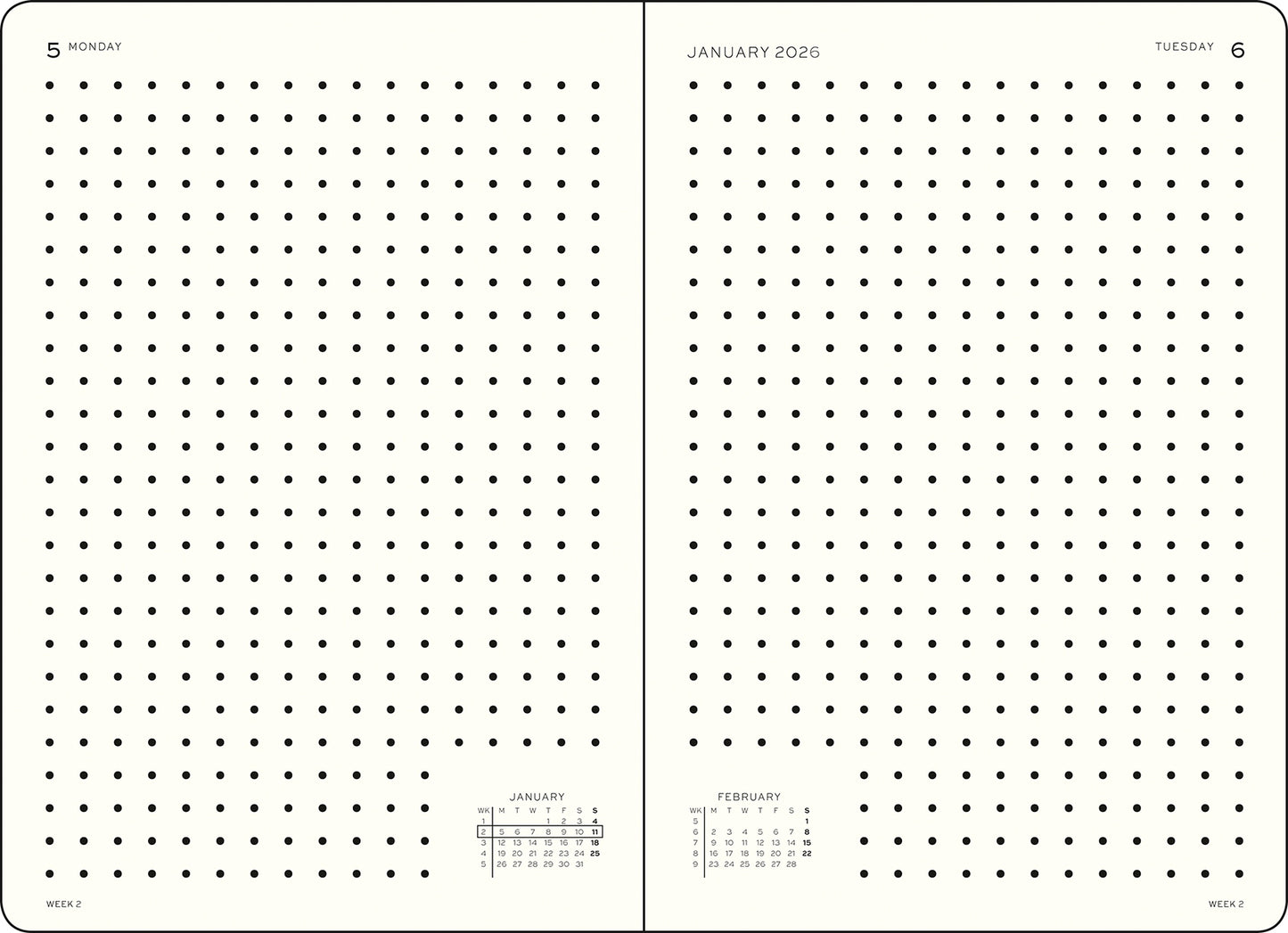 Daily Planner Dotted 2026 Hardcover