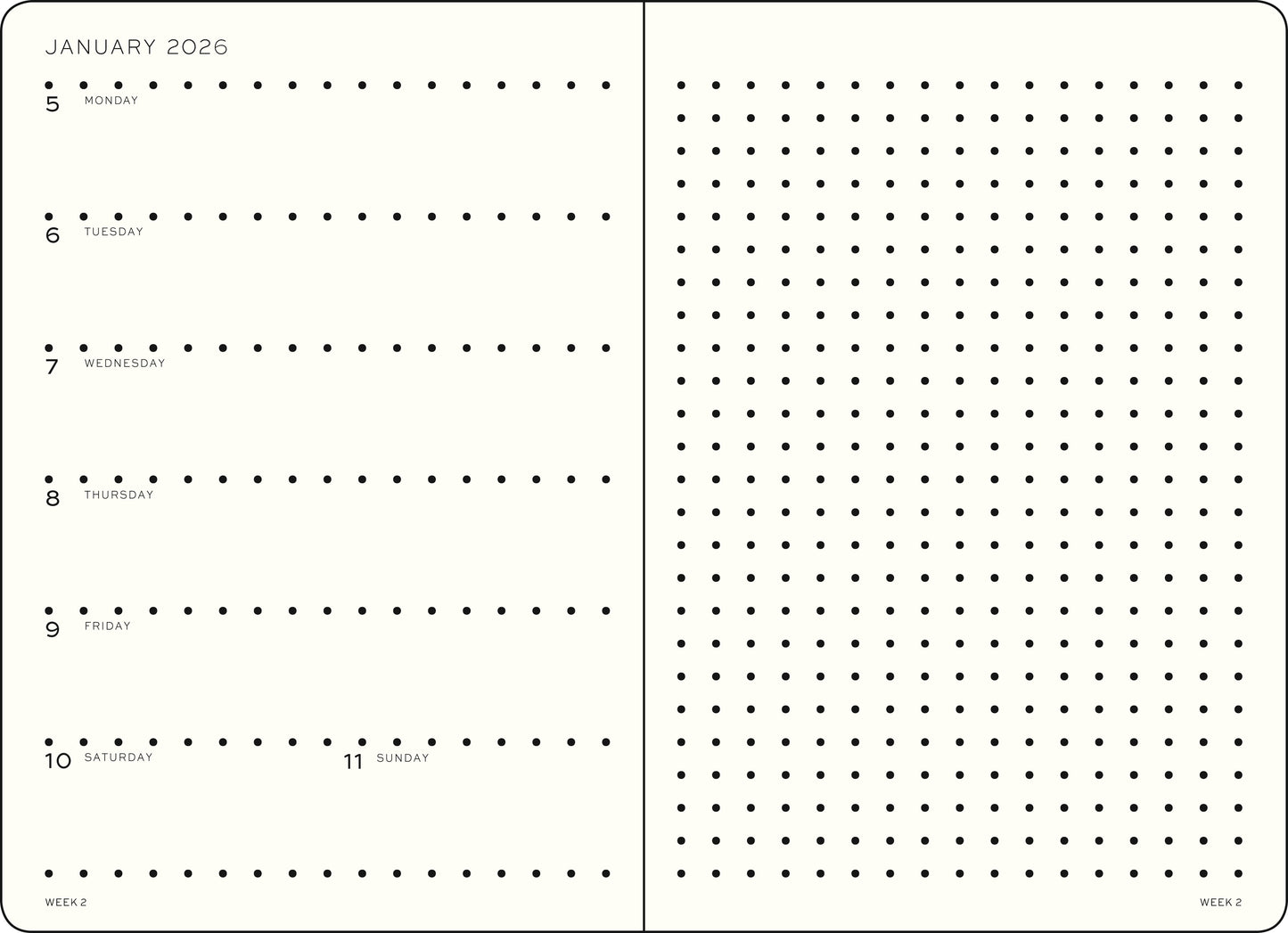 Weekly Planner & Dotted Notebook 2026 Hardcover