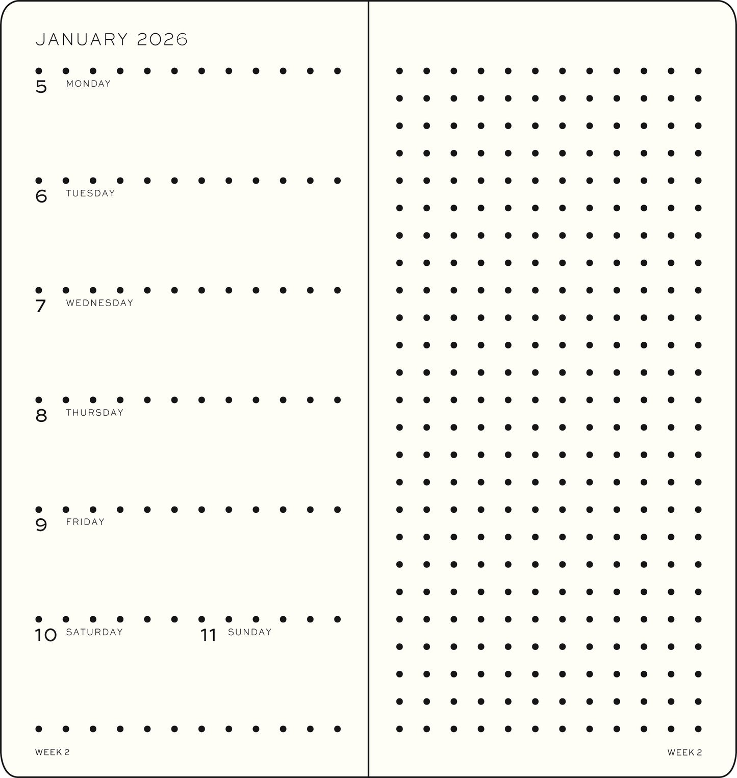 Weekly Planner & Dotted Notebook 2026 Hardcover