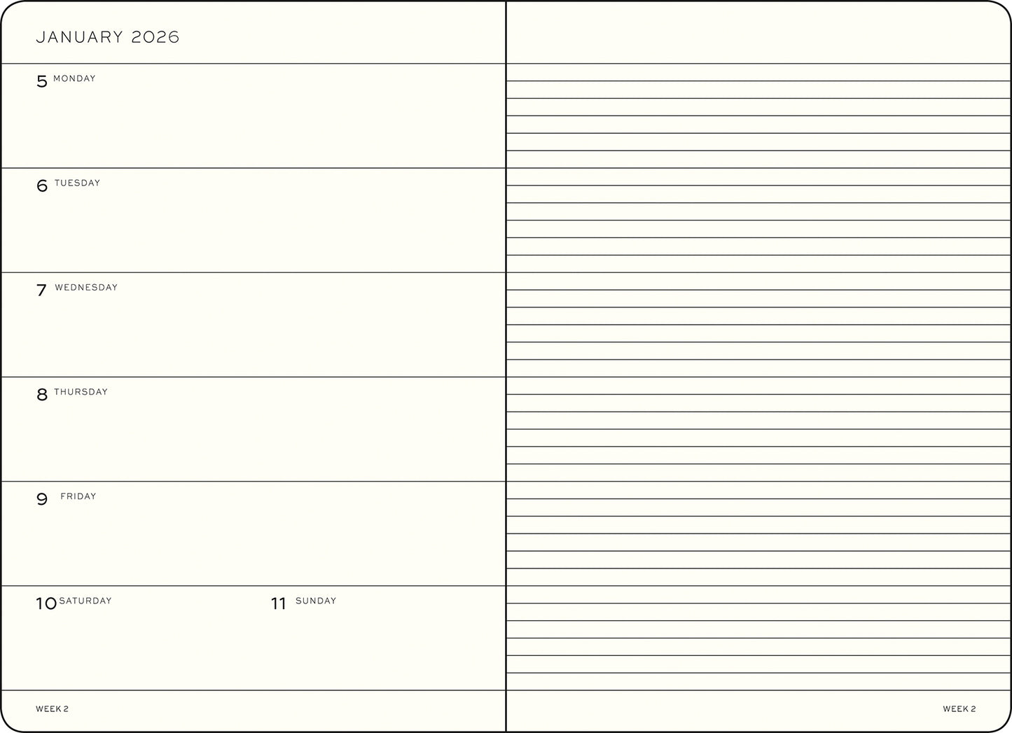Weekly Planner & Notebook 2026 Softcover