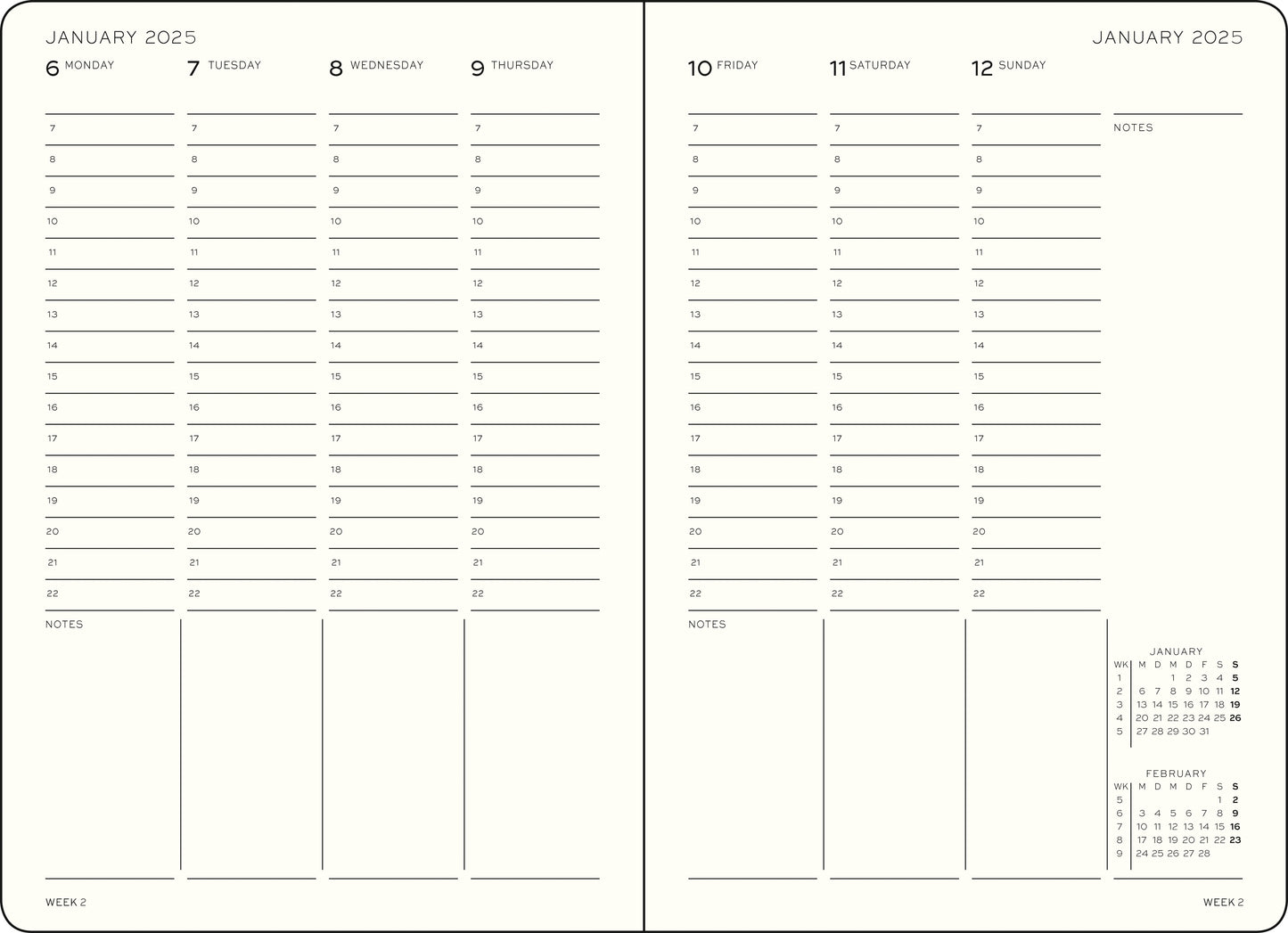 18-Month Vertical Week Planner 2024-2025 Hardcover