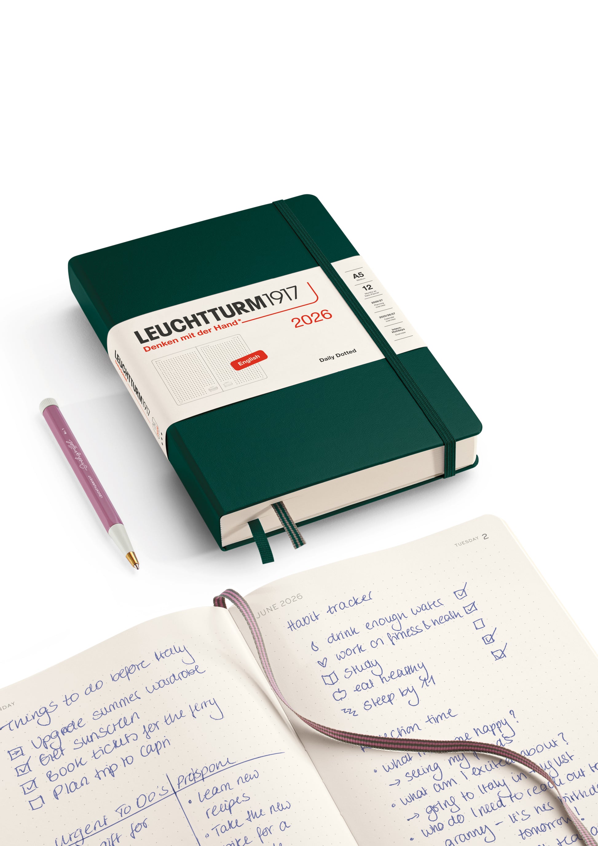 LEUCHTTURM1917 372764 Weekplanner Medium (A5) 2026, Ink, Engels LEUCHTTURM1917 372764 Weekplanner Medium (A5) 2026, Ink, Engels