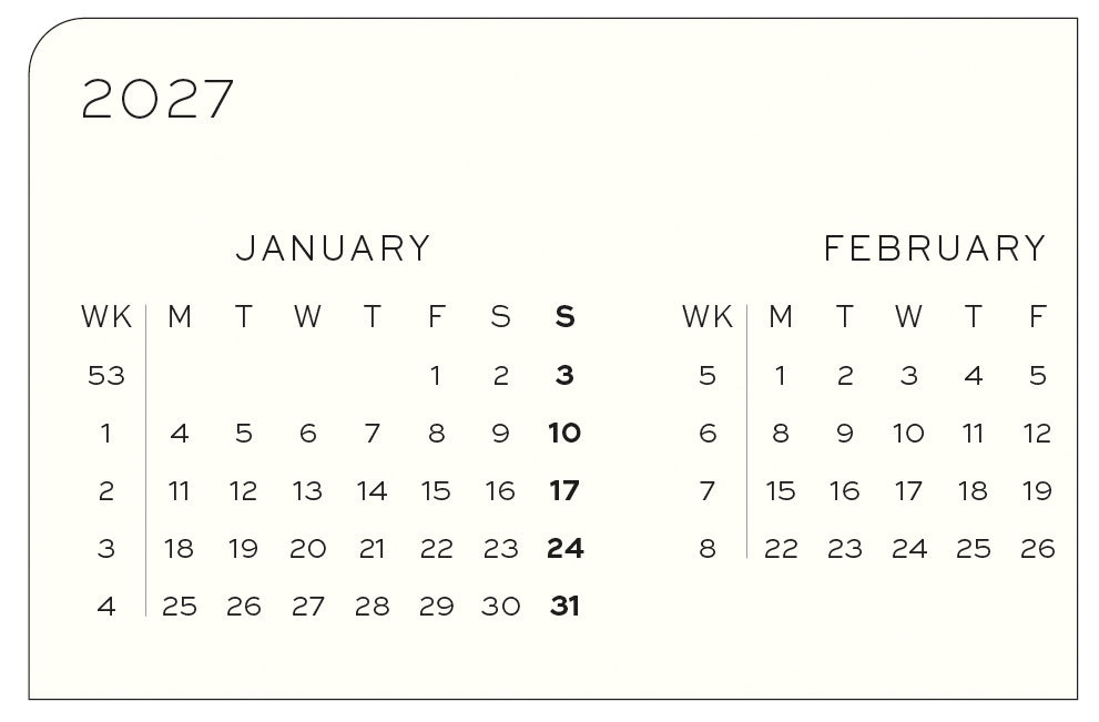 Weekly Planner & Dotted Notebook 2027 Long Wallet Hardcover