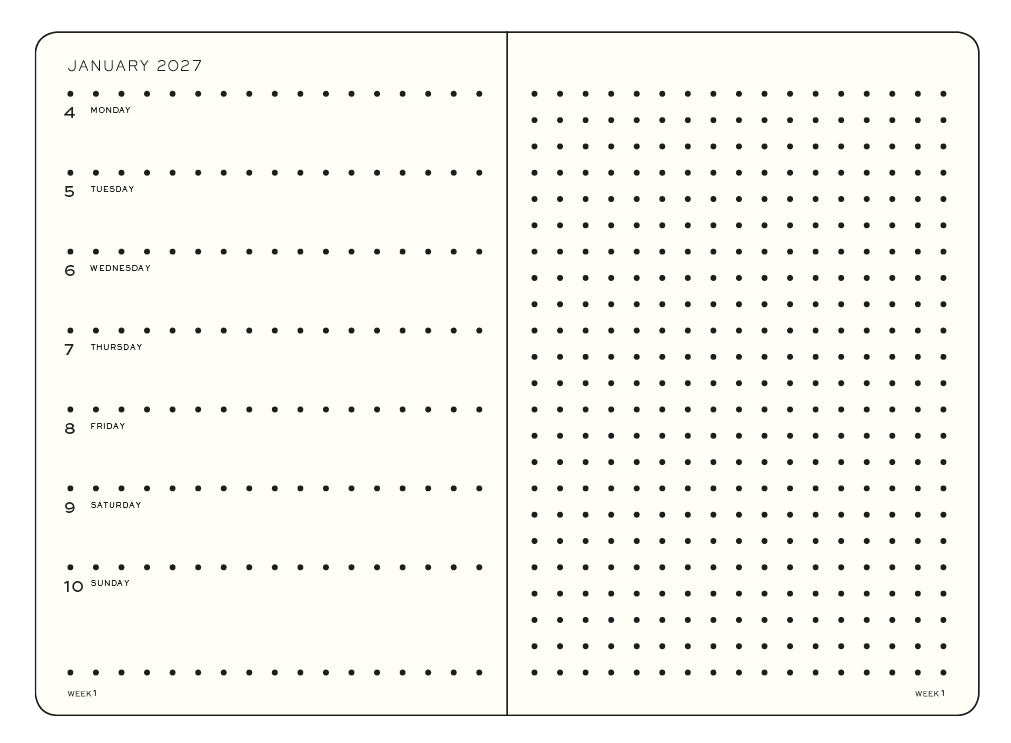 Weekly Planner & Dotted Notebook 2027 Long Wallet Hardcover