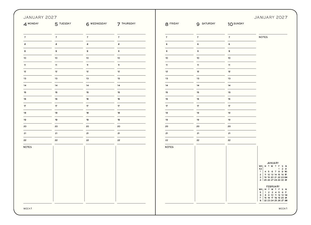 Vertical Week Planner 2027 Hardcover