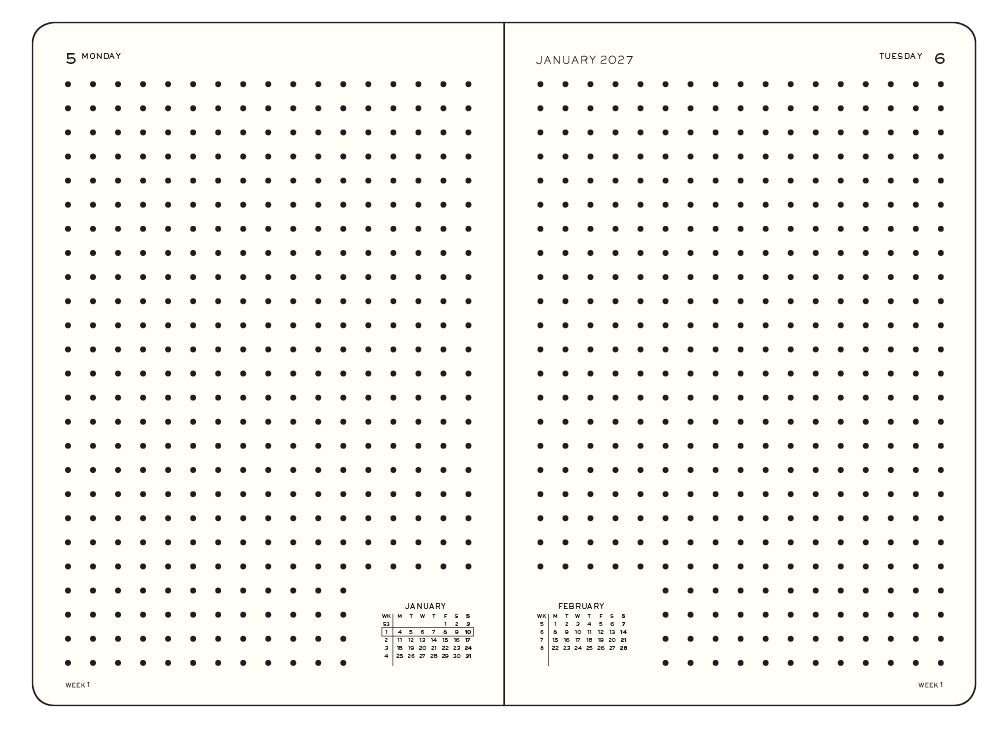 Daily Planner Dotted 2027 Hardcover