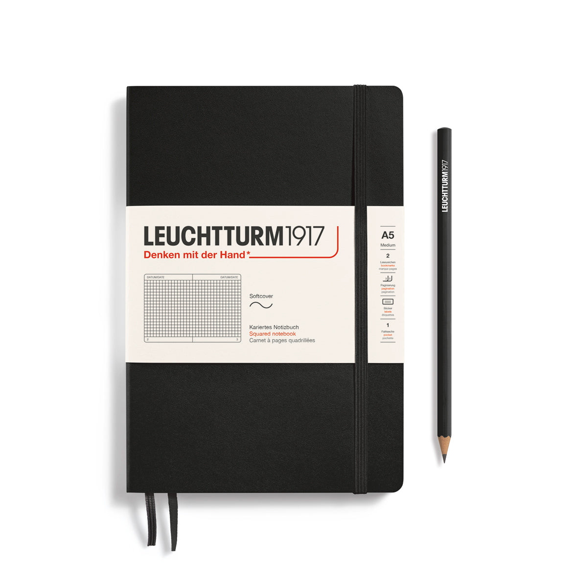 Medium A5 Square Grid Softcover Notebook