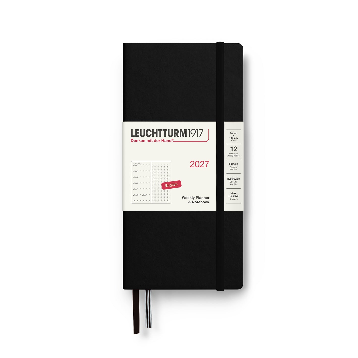 Weekly Planner & Dotted Notebook 2027 Long Wallet Hardcover