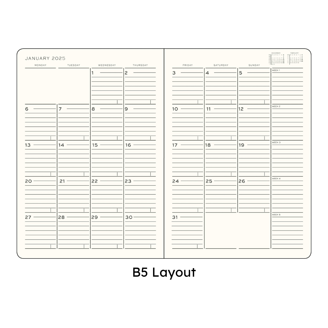 Monthly Planner and Notebook 2025 Softcover