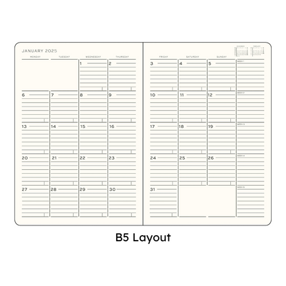 Monthly Planner and Notebook 2025 Softcover