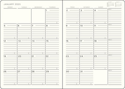 Monthly Planner and Notebook 2026 Softcover